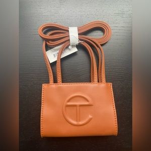 Small tan telfar shopping bag